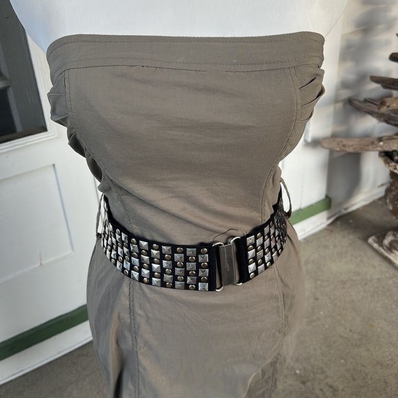 Y2K Khaki Green Strapless Mini Dress  EU Size 40/US S - Picture 2 of 9